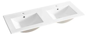 Comad Nábytkové keramické dvojumyvadlo UM-8003-LAVA 120D -DP, 121x46 cm, bílá lesklá