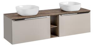 Comad Koupelnová skříňka s deskovými umyvadly set Santa Fe Taupe 180 šedohnědá/dub santa fe