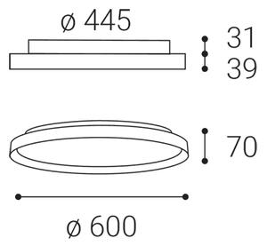Led2 Stropní LED svítidlo MOON 60W, ø 60 cm, CCT 2700-4000K Stmívání a řízení: TRIAC