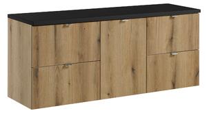 Comad Koupelnová skříňka pod deskové umyvadlo set Nova Oak 140 dub coast evoke/černá
