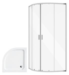Besco Čtvrtkruhový sprchový kout ZARYA CHROM HR 80x80 (90x90) + vanička ALEX bílá Rozměry (cm): 80x80