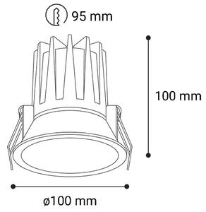 Led2 Zápustné LED svítidlo NINO L, 15W, ø 100 mm, CCT, IP54 Barva: Černá, Teplota světla: CCT 3000K/3500K/4000K, Stmívání a řízení: ON/OFF