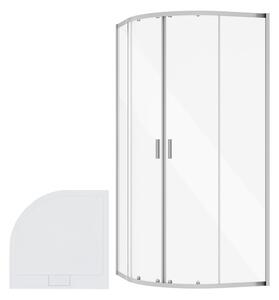 Besco Čtvrtkruhový sprchový kout ZARYA CHROM HR 80x80 (90x90) + vanička AXIM bílá Rozměry (cm): 80x80