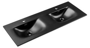 Comad Nábytkové keramické dvojumyvadlo SKY 1 BLACK MATT 120D DP, 121x46 cm, černá matná