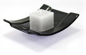 BDK-GLASS Skleněný svícen BOAT tmavě šedý Rozměr: 12x14cm