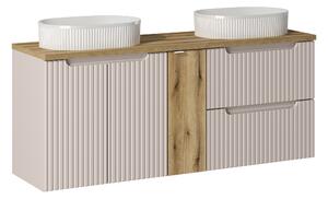 Comad Koupelnová skříňka s deskovými umyvadly set Nova Cashmere 140 kašmír/dub coast evoke