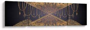 Obraz - Zlatá mandala s šípy (170x50 cm)