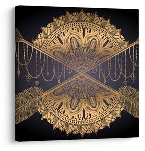 Obraz - Zlatá mandala s šípy (30x30 cm)