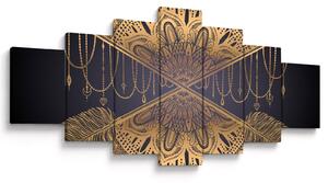 Obraz - Zlatá mandala s šípy (210x100 cm)