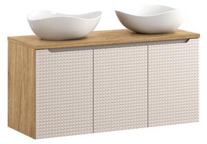 Comad Koupelnová skříňka s deskovými umyvadly set Luxor Beige 120 béžová/dub olejovaný