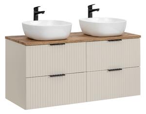 Comad Koupelnová skříňka s deskovými umyvadly set Adel Cashmere 120 kašmír/dub santa fe