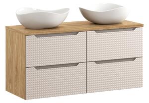 Comad Koupelnová skříňka s deskovými umyvadly set Luxor Beige II. 120 béžová/dub olejovaný