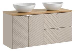 Comad Koupelnová skříňka s deskovými umyvadly set Viva Cashmere 120 kašmír/dub coast evoke