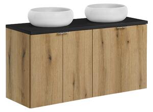 Comad Koupelnová skříňka s deskovými umyvadly set Nova Oak 120 dub coast evoke/černá