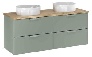 Comad Koupelnová skříňka s deskovými umyvadly set Aster Green 120 zelená/dub cremona