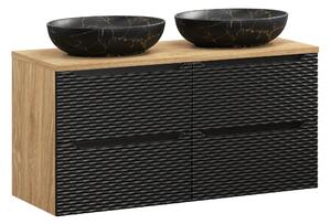 Comad Koupelnová skříňka s deskovými umyvadly set Ocean Black 120 černá/dub olejovaný