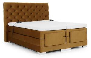 Kontinentální postel CARLINO boxspring s elektrickým polohováním 200x180, hořčicová (Monolith 48)