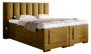 Kontinentální postel VENETA boxspring s elektrickým polohováním 200X180, hořčicová (nube 45)