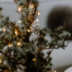 Skleněná vánoční ozdoba Pearls Clear - rampouch