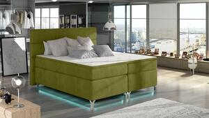 Postel Boxspring Amadeus + LED 200x180, zelená (látka - bao 15)