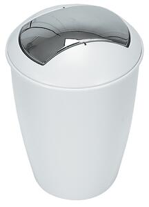 Spirella výklopný odpadkový koš, ATLANTA, bílý, plast, stříbrné víko, 5 L