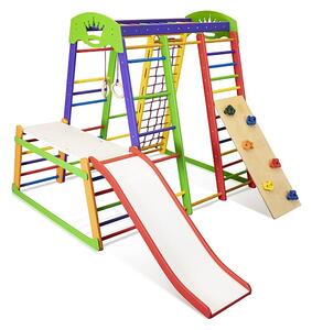 KinderSport hrací sestava EcoPlus1-1 Wave s ribstole, skluzavkou a lezeckou stenou