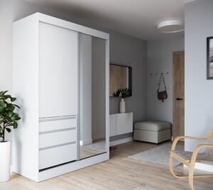 ADRK Šatní zrcadlová skříň posuvná HAIDAR W 140, bílá