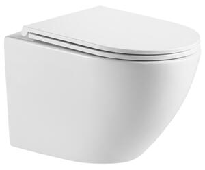Erga Lily, závěsná WC mísa Rimless Tornado Flush 490x370x360 mm + toaletní sedátko s pomalým zavíráním, bílá, ERG-LILY-CE-93-001