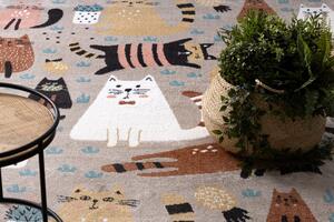 Dětský kusový koberec Fun Kittens Cats beige 80x150 cm