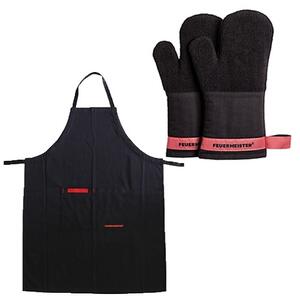 Feuermeister Kuchyňské rukavice Premium + Textilní grilovací zástěra BBQ Premium