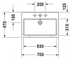 Duravit Vero - Umyvadlo do nábytku 700x470 mm, s přepadem, bílá 0454700000