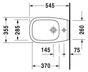 Duravit D-Code - Závěsný bidet 355x545 mm, bílá 22571500002