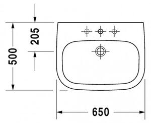 Duravit D-Code - Umyvadlo 650x500 mm, s přepadem, bílá 23106500002