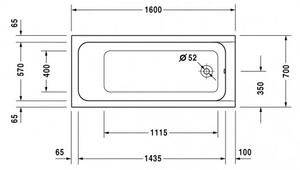 Duravit D-Code - Vana na zabudování 1600x700 mm, bílá 700096000000000