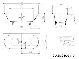 Kaldewei Classic Duo - Vana 1800x800 mm, alpská bílá 291000010001