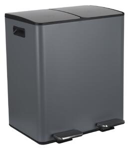 Spirella pedálový odpadkový koš na tříděný odpad ALIYA, matná šedá ocel, 2 x 20 L