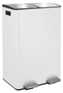 Spirella pedálový odpadkový koš na tříděný odpad ALIYA, matná bílá ocel, 2 x 30 L