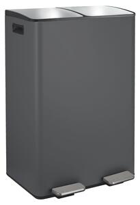 Spirella pedálový odpadkový koš na tříděný odpad ALIYA, matná šedá ocel, 2 x 30 L