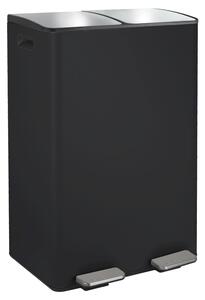 Spirella pedálový odpadkový koš na tříděný odpad ALIYA, matná černá ocel, 2 x 30 L