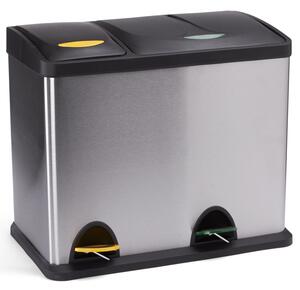 MSV pedálový koš na tříděný odpad TRI SELECTIF, kartáčovaná nerez ocel, 8 L + 18 L