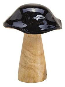 Dřevěná houba z mangového dřeva černá 14 cm