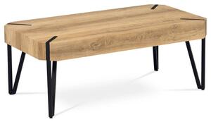 Konferenční stolek 110x60x42, MDF bělený dub, kov černý mat