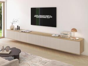 Závěsný TV stolek Bello 350 cm - dub/kašmír