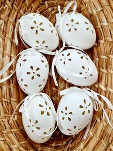 Velikonoční vajíčka bílé s květinou v tubě 6 ks