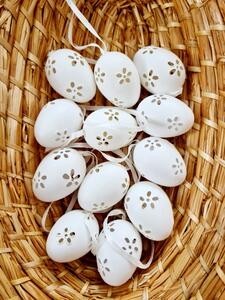 Velikonoční vajíčka bílé s květinou v tubě 12 ks