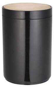 MSV výklopný odpadkový koš OSLO, černý, plast, bambusové víko, 5 L