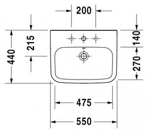 Duravit DuraStyle - Umyvadlo 550x440 mm, s přepadem, bílá 2319550000