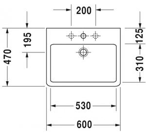 Duravit Vero - Umyvadlo do nábytku 600x470 mm, bílá 0454600000