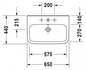 Duravit DuraStyle - Umyvadlo 650x440 mm, s přepadem, bílá 2319650000