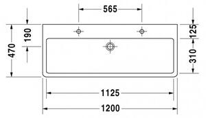 Duravit Vero - Umyvadlo do nábytku 1200x470 mm, s přepadem, bílá 0454120024